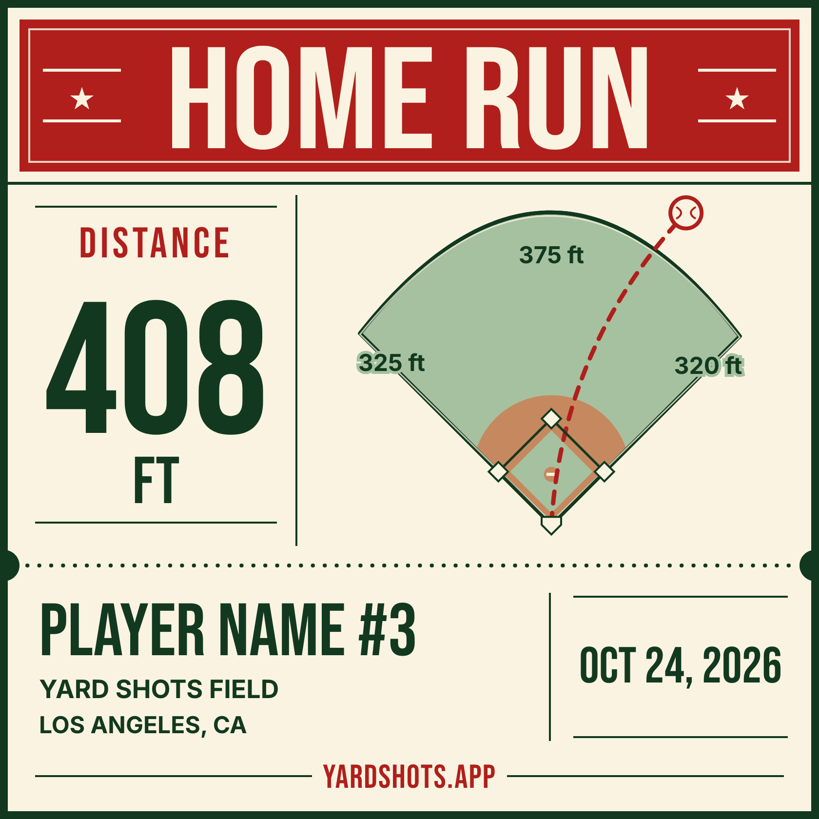 Yard Shots shot card in the Big ticket style