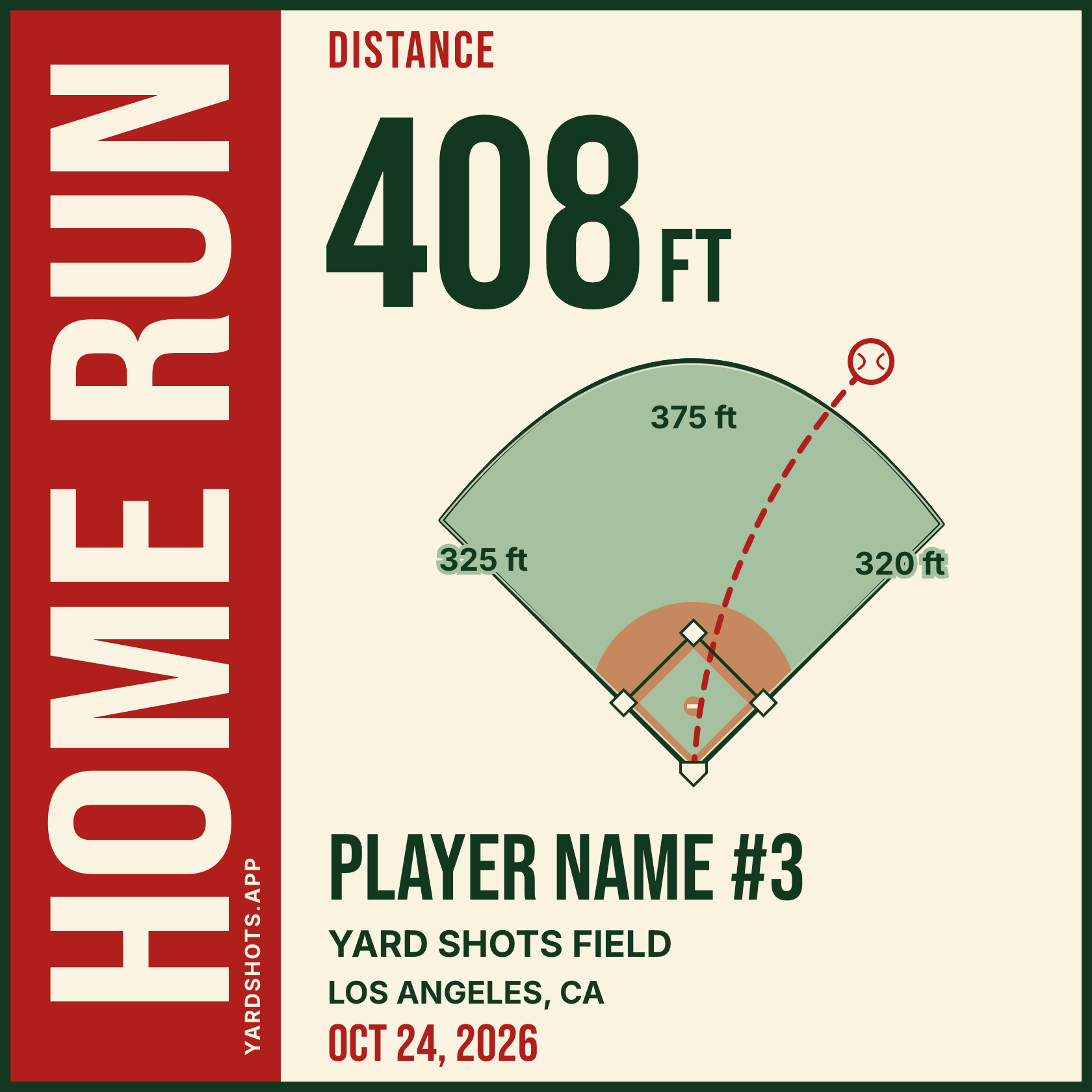 Yard Shots shot card in the Side banner style